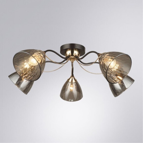Потолочная люстра с 5 стеклянными плафонами под лампы цоколя Е27 Arte Lamp LILY A4366PL-5BK Потолочная люстра с 5 стеклянными плафонами под лампы цоколя Е27 Arte Lamp LILY A4366PL-5BK