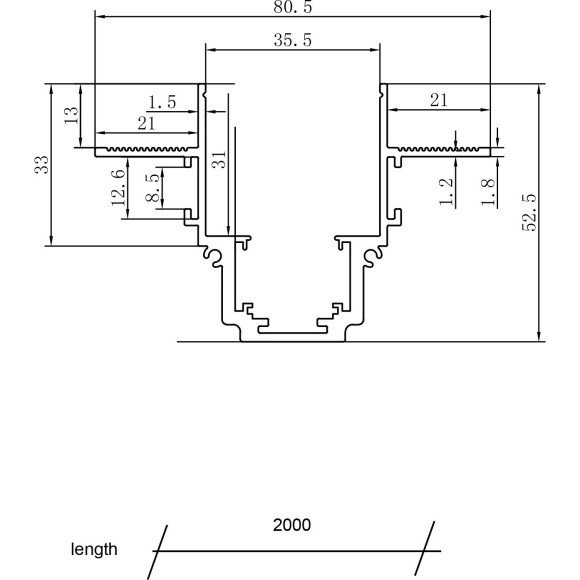 Магнитный 2м встраиваемый в ГКЛ 12.5мм шинопровод Maytoni Gravity TRX010-422B