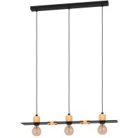 43752 Подвесной потолочный светильник (люстра) BRAMERTON, 3Х40W, E27, L810, B120, H1100, сталь, дерево, черный, коричневый