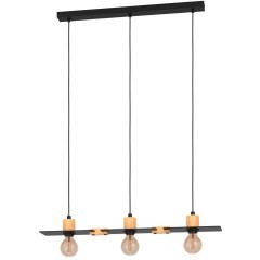 43752 Подвесной потолочный светильник (люстра) BRAMERTON, 3Х40W, E27, L810, B120, H1100, сталь, дерево, черный, коричневый