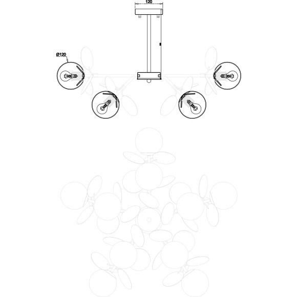 Люстра потолочная Freya FR5165PL-10S Satellite под лампы 10xE27 60W Люстра потолочная Freya FR5165PL-10S Satellite под лампы 10xE27 60W