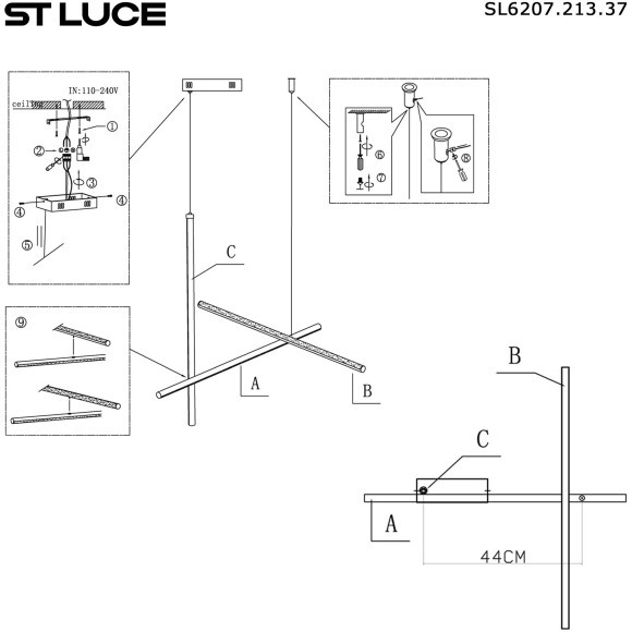 SL6207.213.37 Светильник подвесной ST-Luce Матовое золото LED 1*37W 3000K RETICO