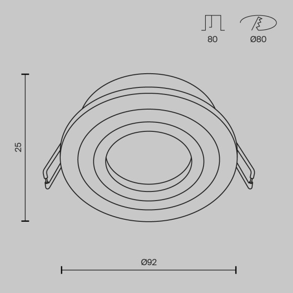 Встраиваемый светильник Maytoni DL023-2-01W Atom под лампу 1xGU10 50W