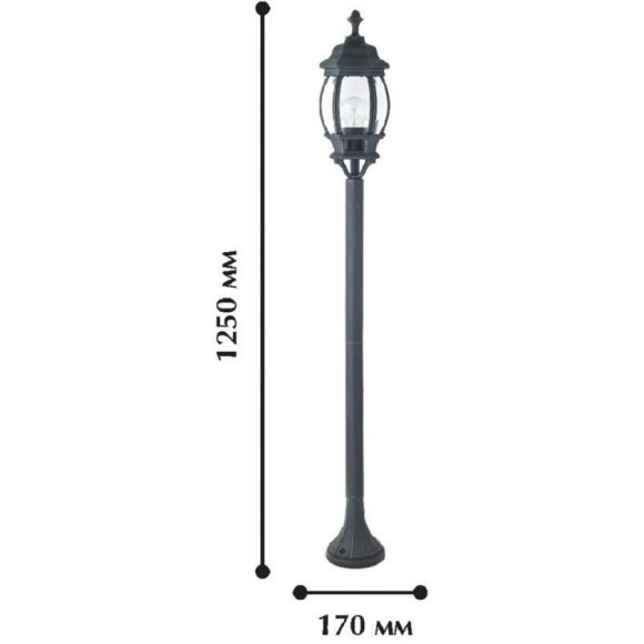 1806-1F, уличный светильник, W170*H1140, 1xE27x100W, IP44, excluded