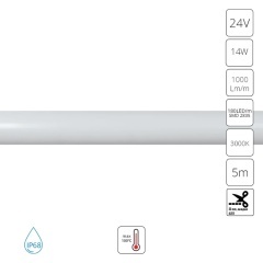 A2418013-01-3K Светодиодная лента для бани, спец. защищенности, 5м IP68 24V 14Вт/м 1000Лм/м 3000K CRI80, темп. до 100°С, Arte Lamp NEON TERMO