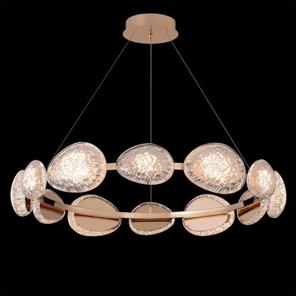 FELICIDAD SP96W LED 0590/312 Crystal Lux FELICIDAD Золотая светодиодная люстра с прозрачными акриловыми плафонами, пульт ДУ, 96 Вт, 3000–6000 К, 6600 Лм, CRI >98, IP20, 220 В