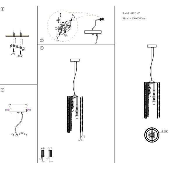 Маленькая подвесная хрустальная люстра на 4 лампы E14 Favourite 4722-4P Маленькая подвесная хрустальная люстра на 4 лампы E14 Favourite 4722-4P