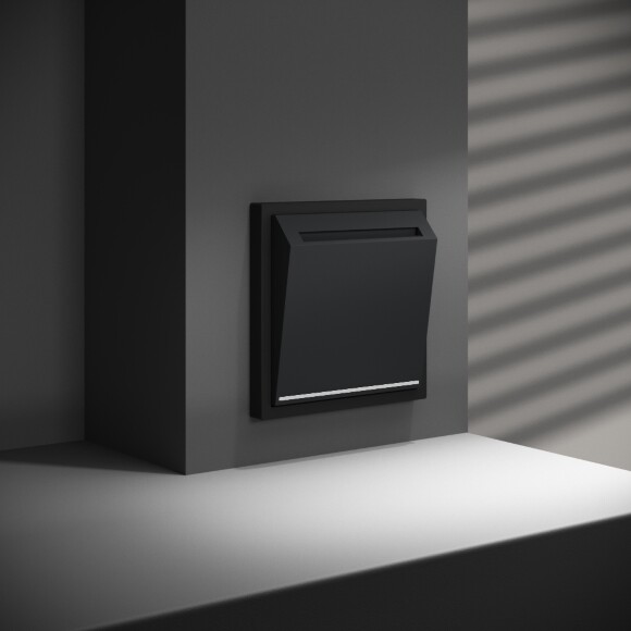 Выключатель встраиваемый VOLTUM S70 карточный 16А, (черный матовый)