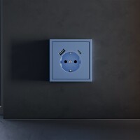 Накладка для розетки с заземлением и защитными шторками, с USB A+C, S70 (деним)