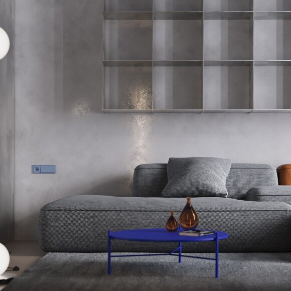 Накладка для розетки с заземлением и защитными шторками, с USB A+C, S70 (деним)