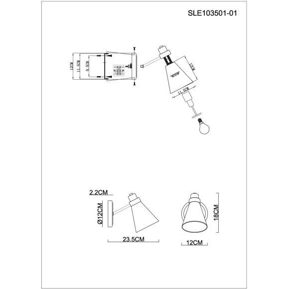 SLE103501-01 Светильник настенный Белый/Белый E14 1*40W BIANE