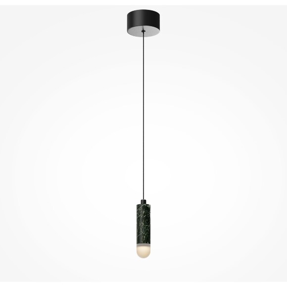 Maytoni Bell MOD534PL-L4B3K1 Светильник подвесной светодиодный, плафон цилиндр из натурального темно-зеленого мрамора и белым матовым рассеивателем, диаметр 40мм, LED 4Вт 3000K 250Лм CRI90 120° IP20 220V