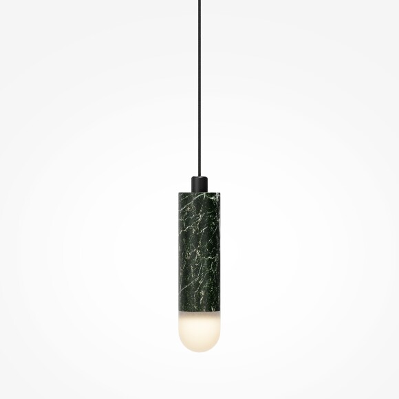 Maytoni Bell MOD534PL-L4B3K1 Светильник подвесной светодиодный, плафон цилиндр из натурального темно-зеленого мрамора и белым матовым рассеивателем, диаметр 40мм, LED 4Вт 3000K 250Лм CRI90 120° IP20 220V