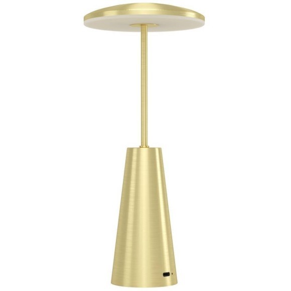Eglo Piccola 900923 Уличная диммируемая аккумуляторная настольная LED-лампа, 2,8 Вт, CCT сенсорное переключение 2400/3000К, яркость 270 лм, IP54, состаренная латунь, высота 280 мм, диаметр 130 мм, питание USB TYPE-C