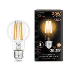 102902120 Лампа Gauss Filament А60 20W 1800lm 2700К Е27 LED 1/10/40 102902120 Лампа Gauss Filament А60 20W 1800lm 2700К Е27 LED 1/10/40