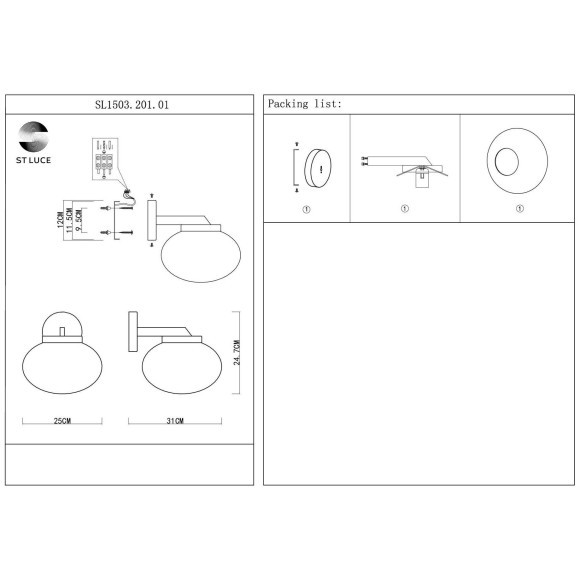 SL1503.201.01 Бра ST-Luce Золотистый/Белый E27 1*40W MODICA SL1503.201.01 Бра ST-Luce Золотистый/Белый E27 1*40W MODICA