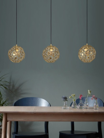 39757 SKOURA Подвесной светильник с тремя лампами E27, 180Вт, винтаж, латунь 39757 SKOURA Подвесной светильник с тремя лампами E27, 180Вт, винтаж, латунь