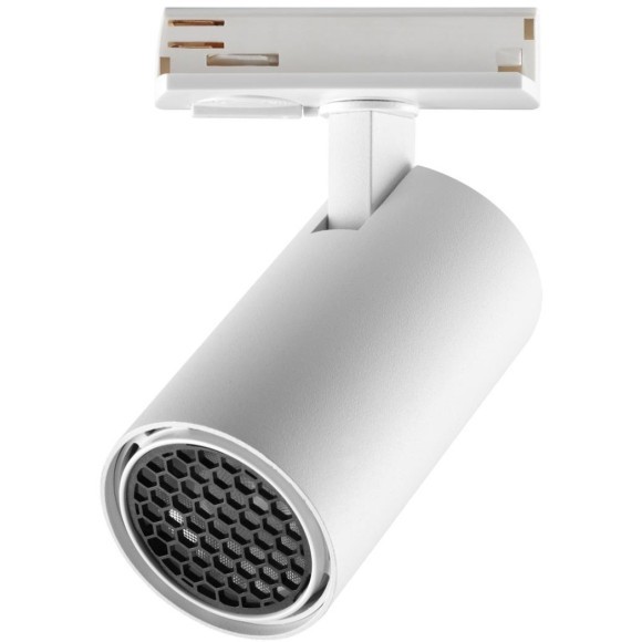 Novotech SELENE 359904 Современный трековый поворотный LED-светильник-спот направленного света для однофазной трехжильной системы EXPERT, 10Вт, 491Лм, 3000К, угол 36°, CRI90, UGR19, 220В, IP20, белый алюминий, длина 120 мм, ширина 55 мм, высота 87 мм