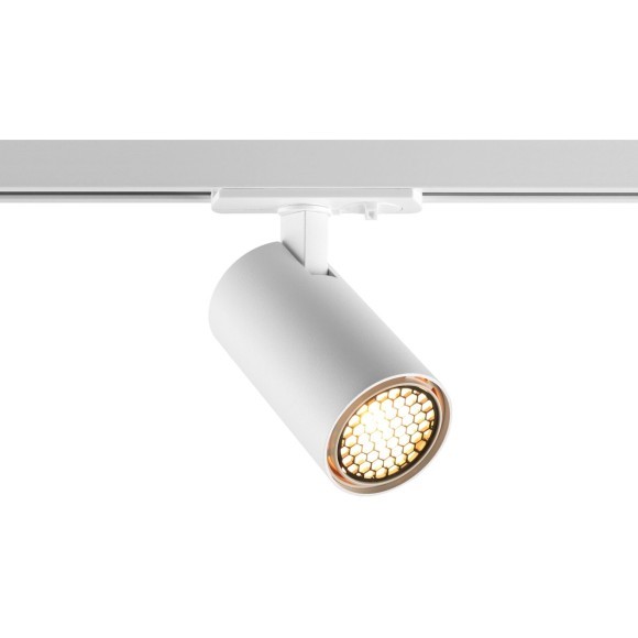 Novotech SELENE 359904 Современный трековый поворотный LED-светильник-спот направленного света для однофазной трехжильной системы EXPERT, 10Вт, 491Лм, 3000К, угол 36°, CRI90, UGR19, 220В, IP20, белый алюминий, длина 120 мм, ширина 55 мм, высота 87 мм