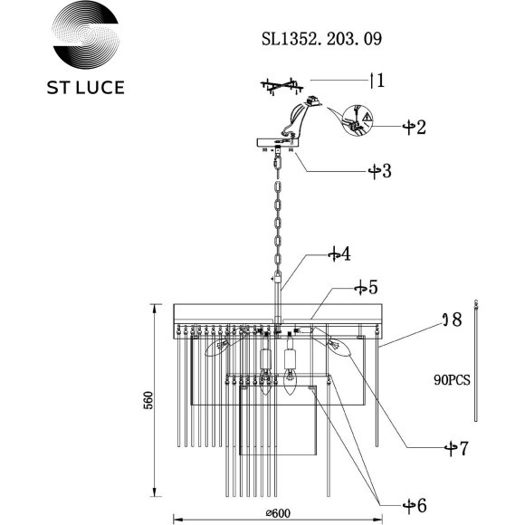SL1352.203.09 Люстра подвесная ST-Luce Золотистый/Белый, Прозрачный E14 9*40W AVERSA SL1352.203.09 Люстра подвесная ST-Luce Золотистый/Белый, Прозрачный E14 9*40W AVERSA