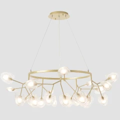 SOLE SP25 GOLD 3021/225 Crystal Lux SOLE Подвесной светильник золотой с прозрачными и белыми стеклянными плафонами, 25 x G4 до 3 Вт