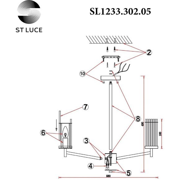 SL1233.302.05 Люстра потолочная ST-Luce Латунь/Прозрачный E14 5*60W BITONTO SL1233.302.05 Люстра потолочная ST-Luce Латунь/Прозрачный E14 5*60W BITONTO