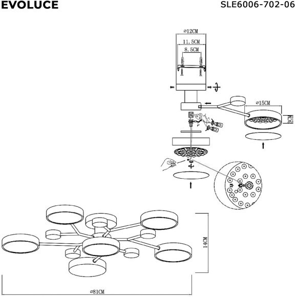 SLE6006-702-06 Светильник потолочный Серый/Серый LED 6*12W 3000K/4500K/6000K FAEMA SLE6006-702-06 Светильник потолочный Серый/Серый LED 6*12W 3000K/4500K/6000K FAEMA