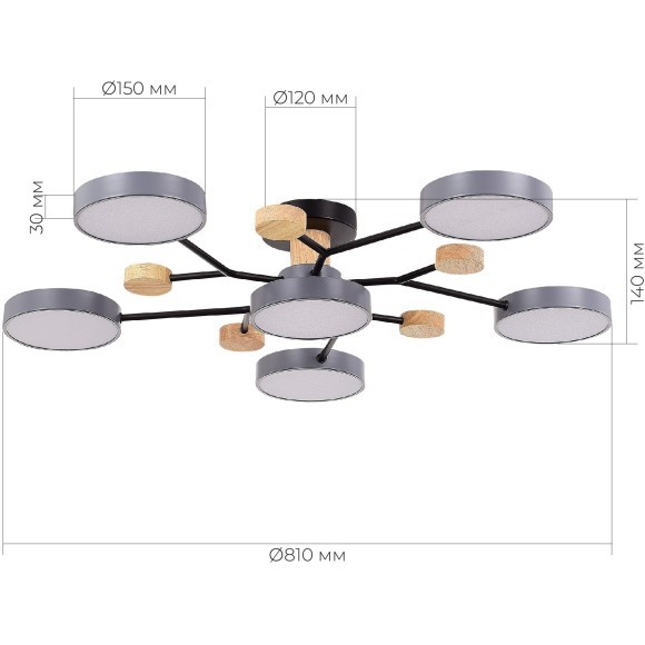SLE6006-702-06 Светильник потолочный Серый/Серый LED 6*12W 3000K/4500K/6000K FAEMA SLE6006-702-06 Светильник потолочный Серый/Серый LED 6*12W 3000K/4500K/6000K FAEMA