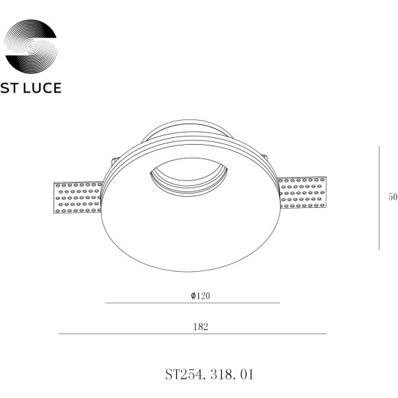 ST254.318.01 Св-к встр. из гипса Белый GU10 1*50W  IP20 D120xH50 180-240V Без ламп Встраиваемые светильники
