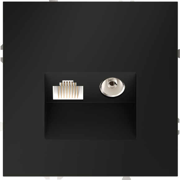 Розетка телевизионная встраиваемая VOLTUM S70 TV+RJ45 кат. 6, (черный матовый)