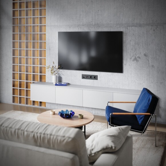 Розетка телевизионная встраиваемая VOLTUM S70 TV+RJ45 кат. 6, (черный матовый)