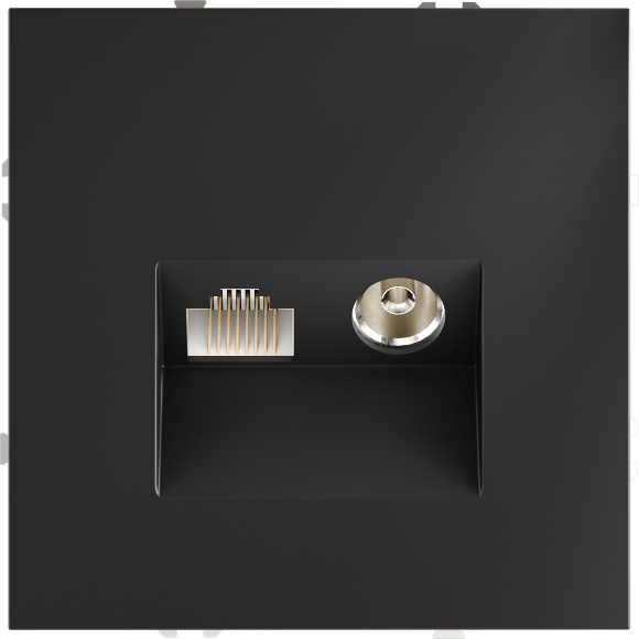 Розетка телевизионная встраиваемая VOLTUM S70 TV+RJ45 кат. 6, (графит)