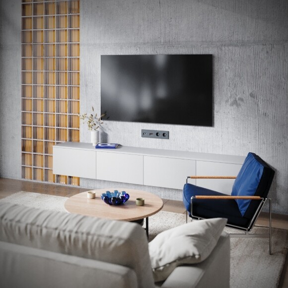 Розетка телевизионная встраиваемая VOLTUM S70 TV+RJ45 кат. 6, (графит)