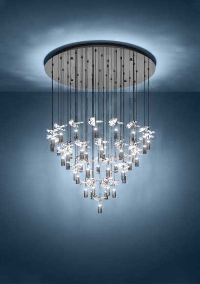 390493 COMAREIRA Светодиодный подвес с регулируемой цветовой температурой 2200K-4000K, LED, 84Вт, 9460Лм, сталь, никель черный, стекло