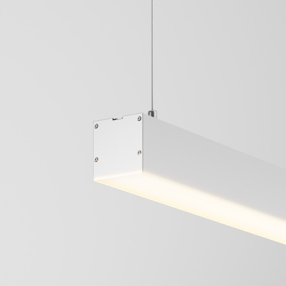 Maytoni Technical LL312021 Подвесной линейный LED-светильник длиной 1.5 м, SMD 2835, 30Вт, 3000К, 2400Лм, CRI90, 120°, 220V, IP33, белый алюминий, рассеиватель белый матовый, 1500x50x50 мм, комплектация: профиль, рассеиватель, лента, тросы 2м, блок питани