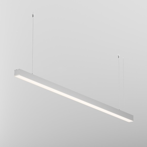 Maytoni Technical LL312021 Подвесной линейный LED-светильник длиной 1.5 м, SMD 2835, 30Вт, 3000К, 2400Лм, CRI90, 120°, 220V, IP33, белый алюминий, рассеиватель белый матовый, 1500x50x50 мм, комплектация: профиль, рассеиватель, лента, тросы 2м, блок питани
