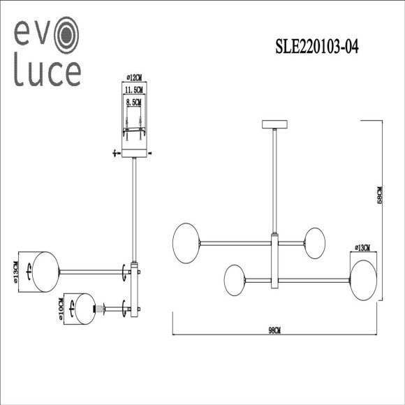 SLE220103-04 ST Luce ARCOLA Светильник потолочный, G9,4х5W, черный, бронза/белый