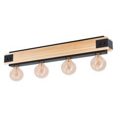 43466 Потол. светильник LAYHAM, 4х60W (E27), L760, B85, H100, дерево, сталь, черный 43466 Потол. светильник LAYHAM, 4х60W (E27), L760, B85, H100, дерево, сталь, черный