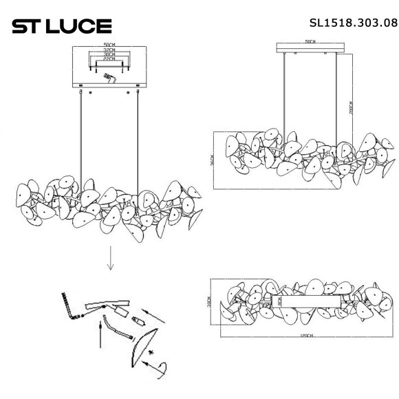 SL1518.303.08 Светильник подвесной ST-Luce Латунь/Белый G9 8*5W 4000K DAHLIA