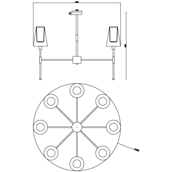 Люстра потолочная Freya FR5196PL-08BBS Tida под лампы 8xE14 40W