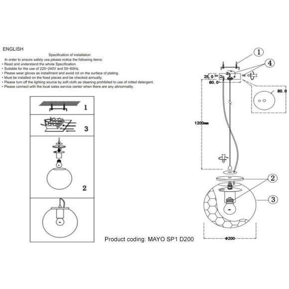Светильник подвесной Crystal Lux MAYO SP1 D200 CHROME/GREEN