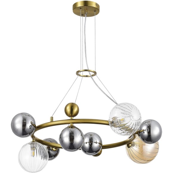 SL1515.303.08 Светильник подвесной ST-Luce Латунь/Янтарный,Дымчатый,Прозрачный G9 8*5W 4000K SPHERE