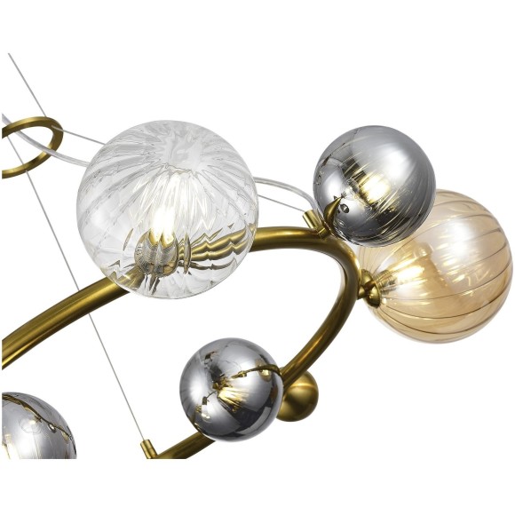 SL1515.303.08 Светильник подвесной ST-Luce Латунь/Янтарный,Дымчатый,Прозрачный G9 8*5W 4000K SPHERE