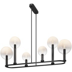 Люстра на штангах с черным основанием и прозрачными плафонами, лампы E14 6шт, Maytoni Status MOD333PL-06B1 Люстра на штангах с черным основанием и прозрачными плафонами, лампы E14 6шт, Maytoni Status MOD333PL-06B1