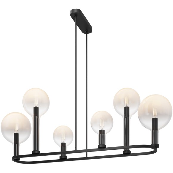 Люстра на штангах с черным основанием и прозрачными плафонами, лампы E14 6шт, Maytoni Status MOD333PL-06B1