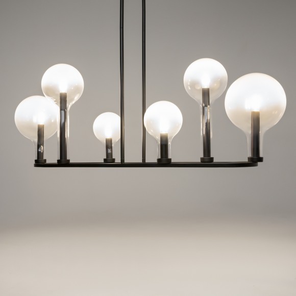 Люстра на штангах с черным основанием и прозрачными плафонами, лампы E14 6шт, Maytoni Status MOD333PL-06B1