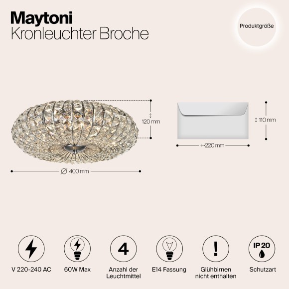 Люстра хрустальная Maytoni DIA902-04-N Broche под лампы 4xE14 60W