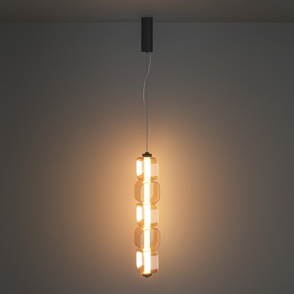 Подвесной светодиодный светильник с янтарными стеклянными плафонами LED 30Вт RA80 1500лм 3000К Maytoni Ritmo MOD381PL-L30B3K