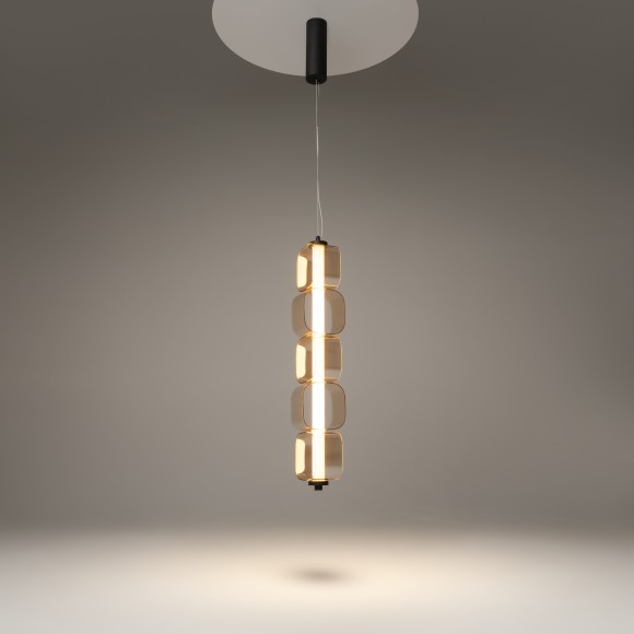 Подвесной светодиодный светильник с янтарными стеклянными плафонами LED 30Вт RA80 1500лм 3000К Maytoni Ritmo MOD381PL-L30B3K