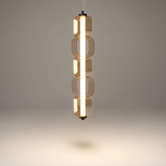 Подвесной светодиодный светильник с янтарными стеклянными плафонами LED 30Вт RA80 1500лм 3000К Maytoni Ritmo MOD381PL-L30B3K